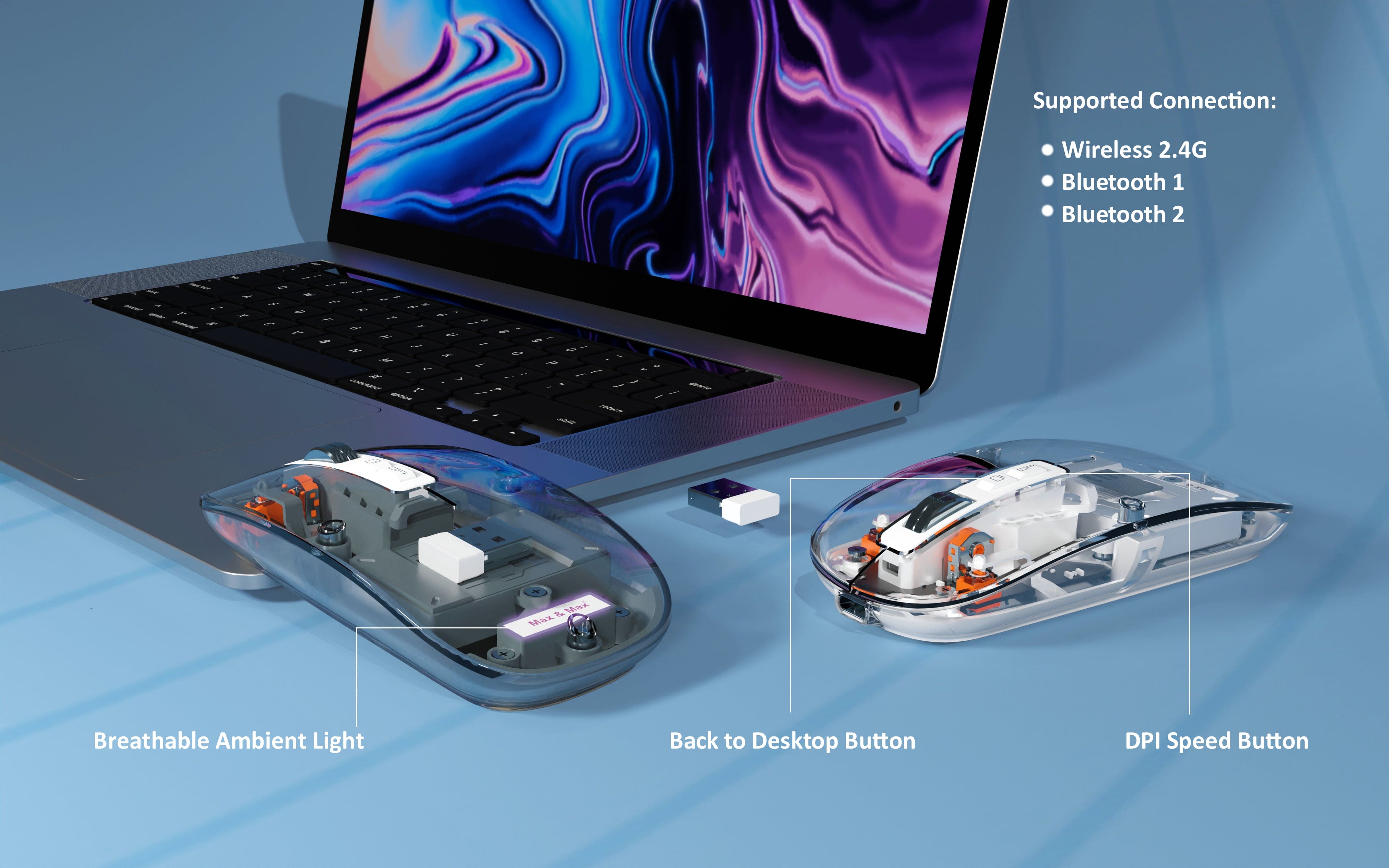Wireless Crystal Mouse, Gaming Adjustable DPI, Triple 2.4G Mode Switching Bluetooth 2, Rechargeable digital display Silent Mouse for PC Laptops Mac iPhone Android Wireless Crystal Mouse, Gaming Adjustable DPI, Triple 2.4G Mode Switching Bluetooth 2, Rechargeable digital display Silent Mouse for PC Laptops Mac iPhone Android
